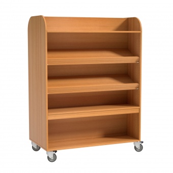 Bücherwagen, 160 cm hoch, 120x64 cm (B/T), doppelseitig, 5 Böden je Seite 